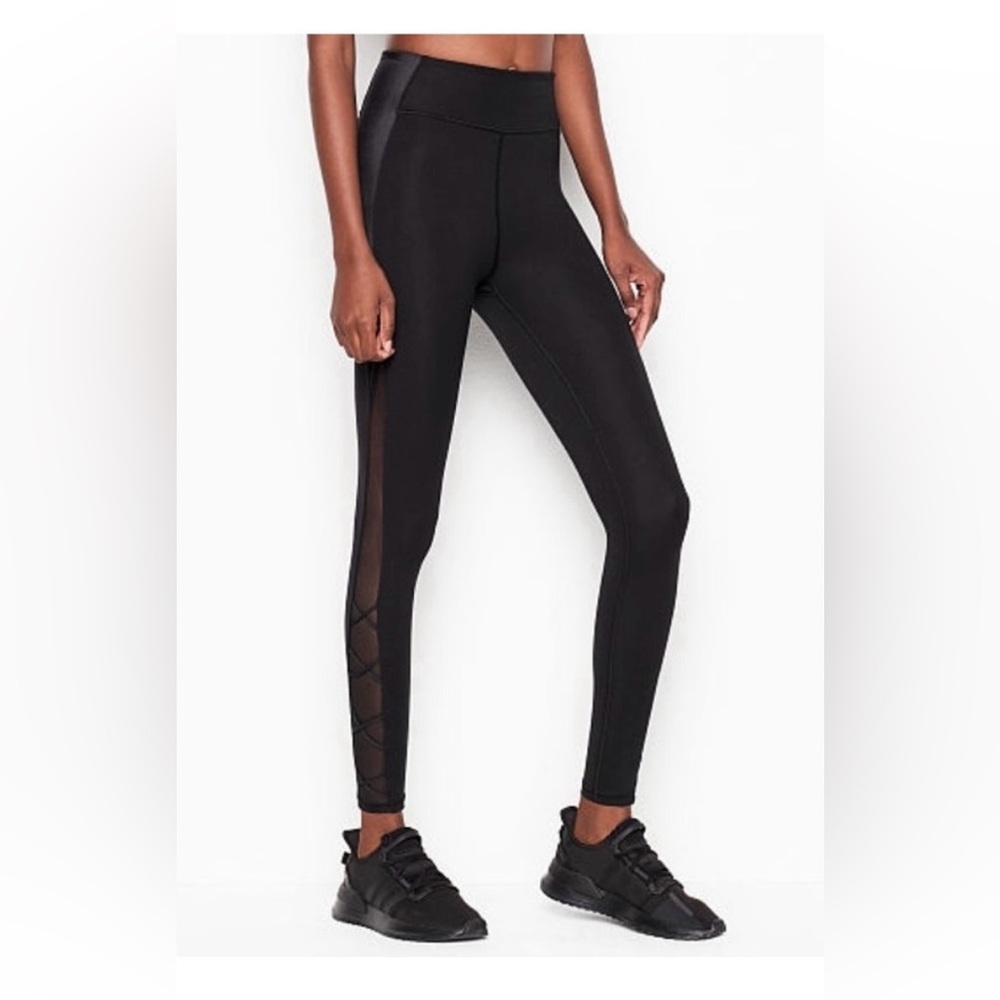 Victoria's Secret Lace-Up Black Leggings with Mesh Detail